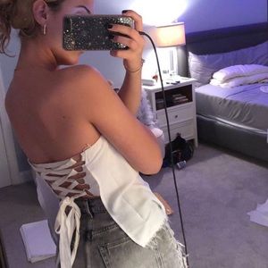 White strapless top